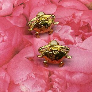 Maurice Milleur Gold-Plated Pewter Crab Clip-On Earrings